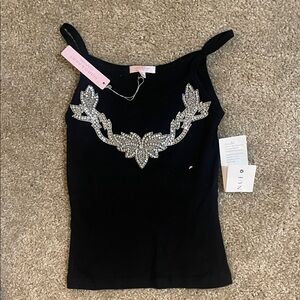 Romeo & Juliet Couture Black Camisole with  Embellishments Saks Fifth Ave